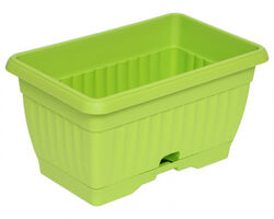 Ящик балконный пластиковый с поддоном L 30 см, h 16 см (зеленый киви) ПРОТЭКТ