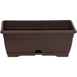 Ящик балконный пластиковый с поддоном L 40см,h 16 см (коричневый) ПРОТЭКТ